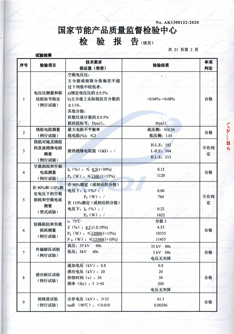 高低压试验报告-S11-1250泸西泸西泸西油浸式变压器-2.jpg